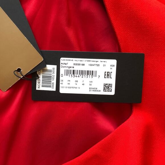 Hugo Boss Domingana Red Square Neck Sheath Dress Women's Size 10 US NWT - Picture 12 of 16